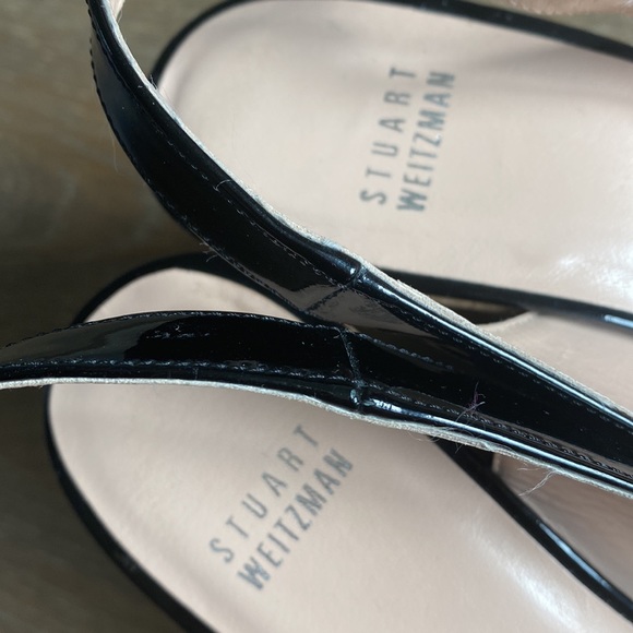 Like new! Stuart Weitzman Black patent leather cork wedges NWOT - Picture 6 of 6